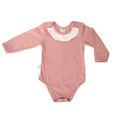 Poogy Bear 100% Cotton Dusty Pink with Frill Body Vest