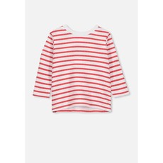 Cotton On Kid's Deacon Long Sleeve Boxy - White Lollipop Red Stripe