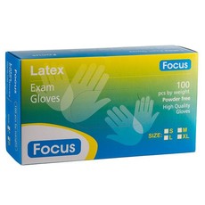 Focus Powder Free Latex Exam Gloves - Small (Case of 10 - 100 Per Box)