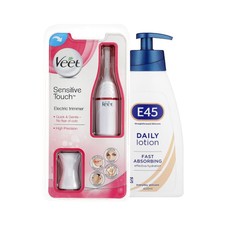 Veet Sensitive Touch Electric Trimmer and E45 Daily Lotion 200ml Bundle