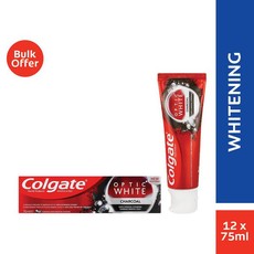 Colgate Optic White Charcoal, Whitening Toothpaste Bulk Pack, 12x75ml
