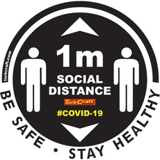 Covid 19 - 400mm Round Social Distancing Graphic - Tork Craft Double Arrow Filled Social Black Please