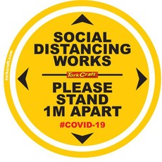 Covid 19 - 300mm Round Social Distancing Graphic - Tork Craft Double Yellow 1.0 Mtr Apart