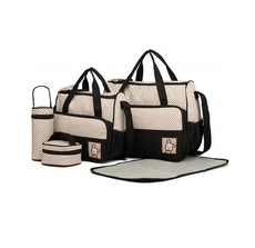 5 Pieces Multifunctional Mother Baby Diaper Traveling Bag- Black