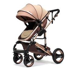 Belecoo stroller 2 in 1 Foldable Baby Pram - Khaki