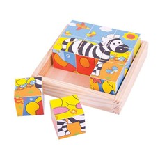 Bigjigs - Safari Wooden Mini Cube Puzzle