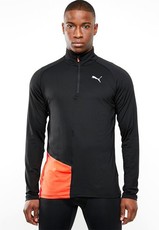 Puma Men's Ignite Halfzip Long Sleeve Running Top - Black/Orange