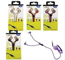 Bulk Pack x4 Metallic Earphones with Zipper Cord