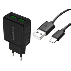 Gerlax 2.1A Dual USB Charger Adapter Type C