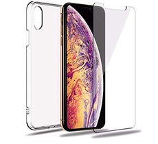 LARRYS Tempered Glass & Protective Clear Case for iPhone XR