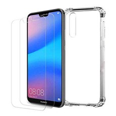 LARRYS Tempered Glass and Protective Clear Case for Huawei P20 Lite