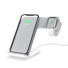 2 in 1 Wireless Charging Dock for iPhone & Apple Watch - Grey and White