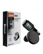 LDNIO 2 In 1 Cm20 Mono Bluetooth Headset Plus Car Charger With Auto On-Off Button Multiple Point Connectivity, 2.4A USB Fast Charging