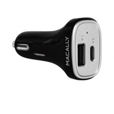 Macally 20W 2 Port USB-C/USB-A Car Charger - Black