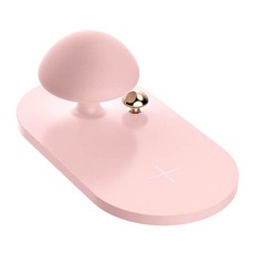 Touch-control Mushroom Night Light & Wireless Charging Pad - Pink