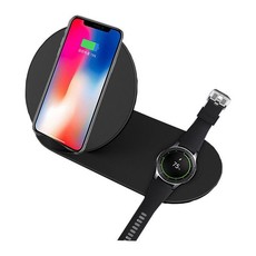 Tuff-Luv 2 in 1 Fast Wireless Charger for Apple Watch & iPhone - Black