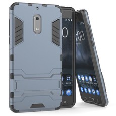 2-in-1 Hybrid Dual Shockproof Stand Case for Nokia 6 - Navy