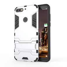 2-in-1 Shockproof Stand Case for Huawei Y7 2018 - Silver