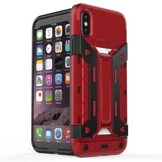 Armoured Click Stand Case for iPhone X with Card Slot - Red