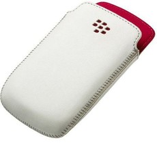 Blackberry 9380 - Premium Leather Pocket - White and Hot Pink