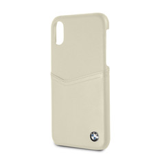 BMW - Genuine Leather Soft Case Card Slot for iPhone X - Taupe