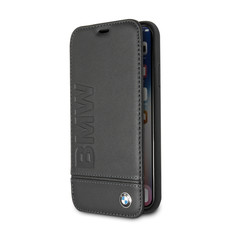 BMW - Signature Logo Imprint Booktype Case for iPhone X - Black