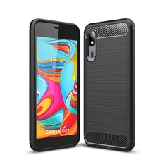 Carbon Fibre Silicone Gel Case Cover For Samsung A2 Core Black