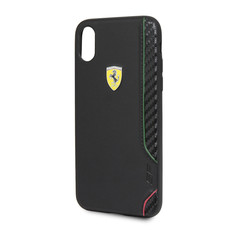 Ferrari - On Track PU Rubber Soft Touch Case for iPhone X - Black