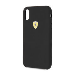 Ferrari - Sf Silicone Case W Logo Shield for iPhone XR - Black