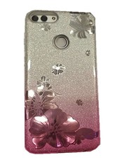 Flower Printing Glitter Shockproof Gel Case for Huawei P Smart Pink