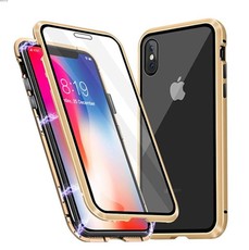 Glass Magnetic Adsorption Cover for iPhone X\XS - Gold