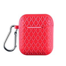 Grid Style Protective Case Cover Compatible with Apple AirPods-Red