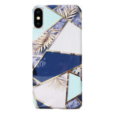 Funki Fish Geometric Marble Phone Case for iPhone XR - Blue & Gold