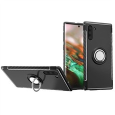 Magnetic Kickstand Ring Armor Case for Samsung Note 10 Black