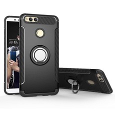 Magnetic Kickstand Ring Stand Armor Case for Huawei Honor 7X Black