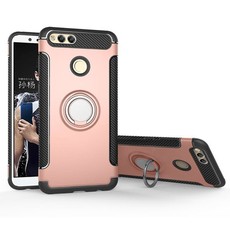 Magnetic Kickstand Ring Stand Armor Case for Huawei Honor 7X Rose