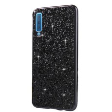 Samsung A7 2018 Glitter Powder Cover Black