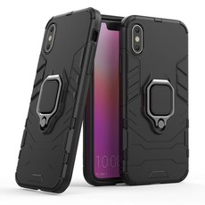 Shockproof Kickstand Ring Stand Armor Case for Apple iphone XS Black