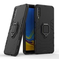 Shockproof Kickstand Ring Stand Armor Case for Samsung A7 2018 Black