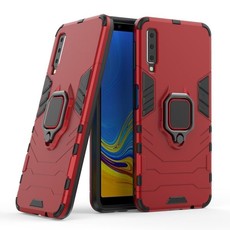 Shockproof Kickstand Ring Stand Armor Case for Samsung A7 2018 Red