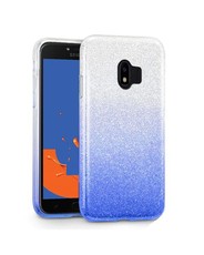 Tekron Glitter Gradient Case for Samsung Galaxy J4 - Silver to Blue