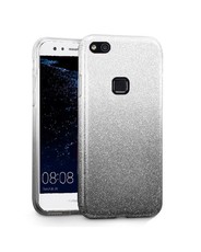 Tekron Glitter Sparkle Gradient Case for Huawei P10 Lite - Silver to Black