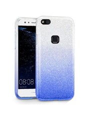 Tekron Glitter Sparkle Gradient Case for Huawei P10 Lite - Silver to Blue