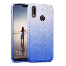 Tekron Glitter Sparkle Gradient Case for Huawei P20 Lite - Silver to Blue