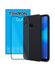 Tekron Tempered Glass and Protective Matte Case for Huawei P20 Lite - Black