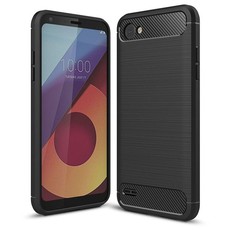 Tuff-Luv Carbon Fibre Effect Shockproof Protective Back Cover Case for LG Q6 - Black