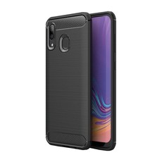 TUFF-LUV Carbon Fibre Style Armour Case for Galaxy A20 - Black