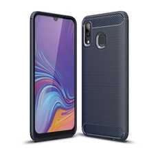 TUFF-LUV Carbon Fibre Style Armour Case for Galaxy A20 - Blue