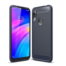 TUFF-LUV Carbon Fibre Style Shockproof Case Xiaomi Redmi 7 - Navy