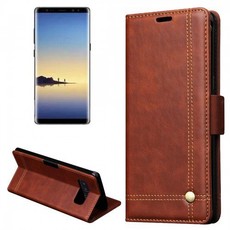 Tuff-Luv Horizontal Flip Leather Case for Samsung Galaxy Note 8 - Brown